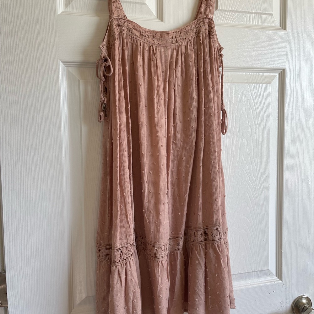 pink strap flowy dress